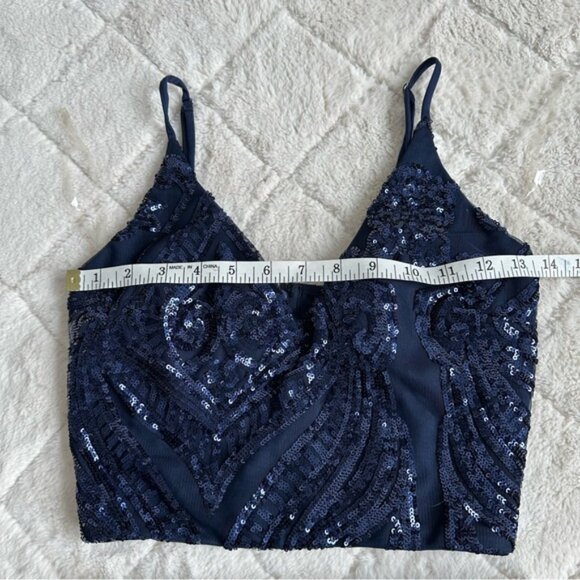 Windsor | Blue Sequin Abyss Crop Tank Top & Skirt | Size Small & Extra Small - Picture 5 of 10